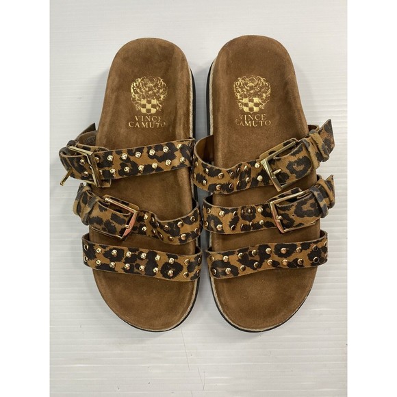 Vince Camuto Women’s Buckle Slides Sandals Animal Print Ciandra Worn little 6.5 - Picture 2 of 13